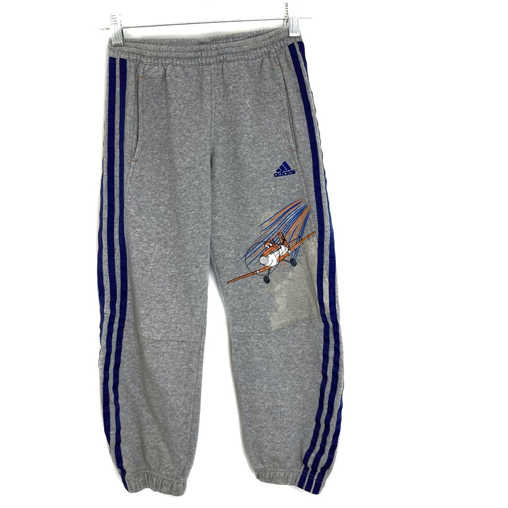 [ADIDAS] Kid's Draw String Sweatpants Graphic Print Planes 8-9Y